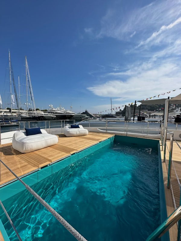 A built in salt-water swimming pool at a luxury marina in East Cape